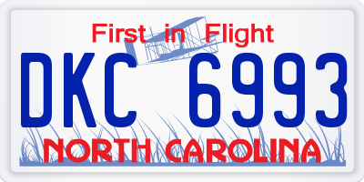 NC license plate DKC6993