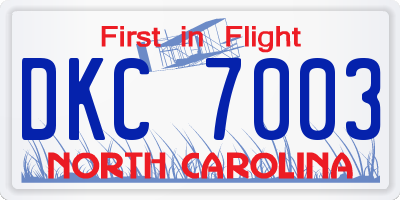 NC license plate DKC7003