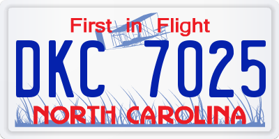 NC license plate DKC7025