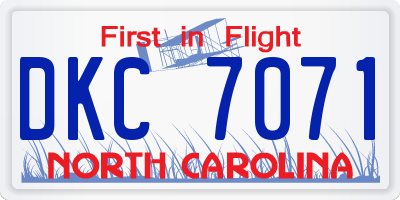 NC license plate DKC7071