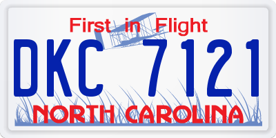 NC license plate DKC7121