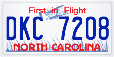 NC license plate DKC7208