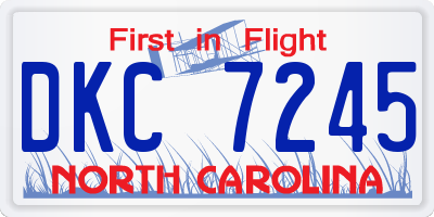 NC license plate DKC7245
