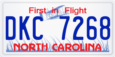 NC license plate DKC7268
