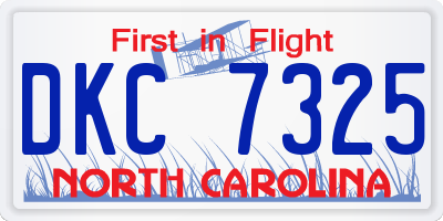 NC license plate DKC7325