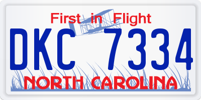 NC license plate DKC7334