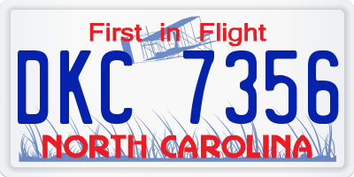 NC license plate DKC7356