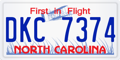 NC license plate DKC7374