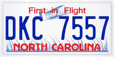 NC license plate DKC7557