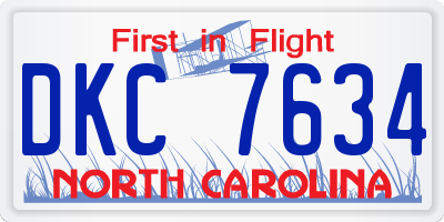NC license plate DKC7634
