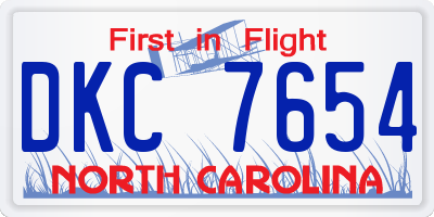 NC license plate DKC7654