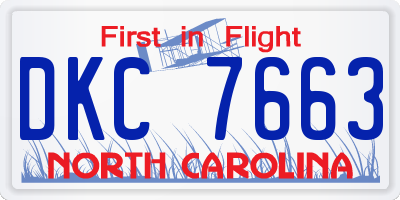 NC license plate DKC7663