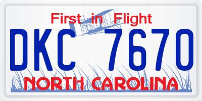 NC license plate DKC7670