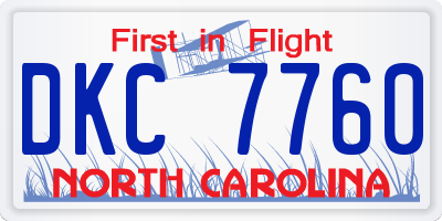 NC license plate DKC7760