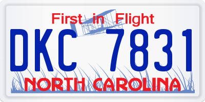 NC license plate DKC7831