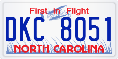 NC license plate DKC8051