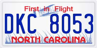 NC license plate DKC8053