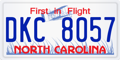NC license plate DKC8057