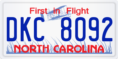 NC license plate DKC8092