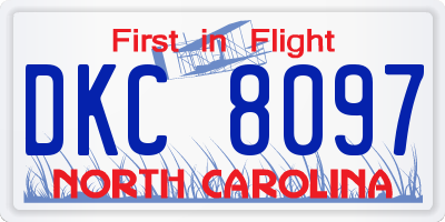 NC license plate DKC8097