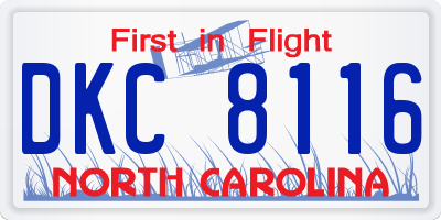 NC license plate DKC8116