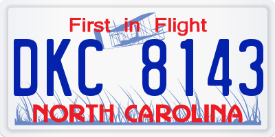 NC license plate DKC8143