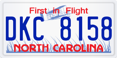 NC license plate DKC8158