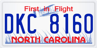 NC license plate DKC8160