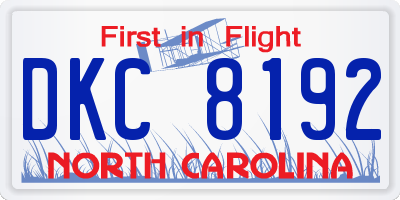 NC license plate DKC8192