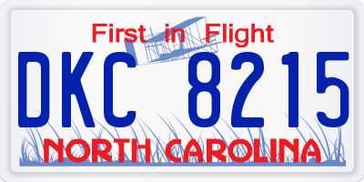 NC license plate DKC8215