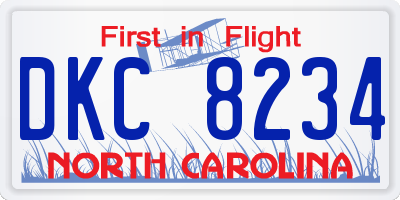NC license plate DKC8234