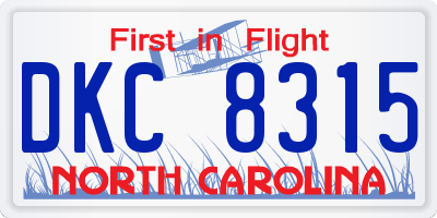 NC license plate DKC8315