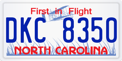 NC license plate DKC8350