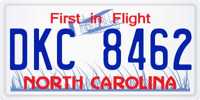 NC license plate DKC8462