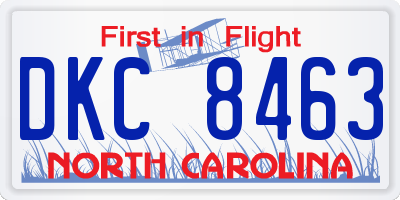 NC license plate DKC8463