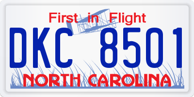 NC license plate DKC8501