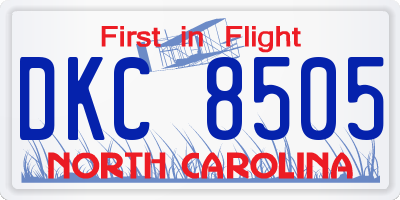 NC license plate DKC8505