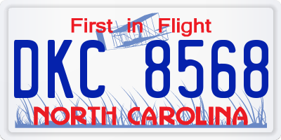 NC license plate DKC8568