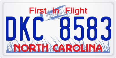 NC license plate DKC8583