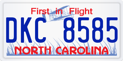 NC license plate DKC8585