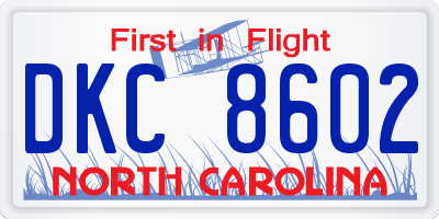 NC license plate DKC8602