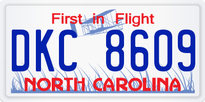 NC license plate DKC8609