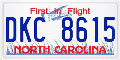 NC license plate DKC8615