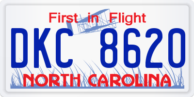 NC license plate DKC8620