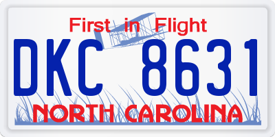 NC license plate DKC8631