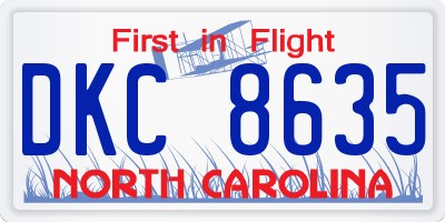 NC license plate DKC8635