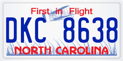 NC license plate DKC8638