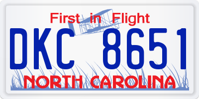 NC license plate DKC8651