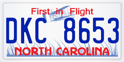 NC license plate DKC8653
