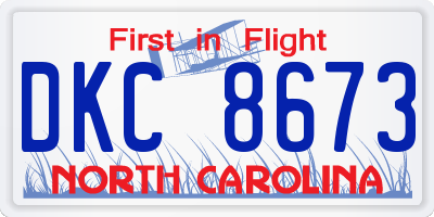 NC license plate DKC8673